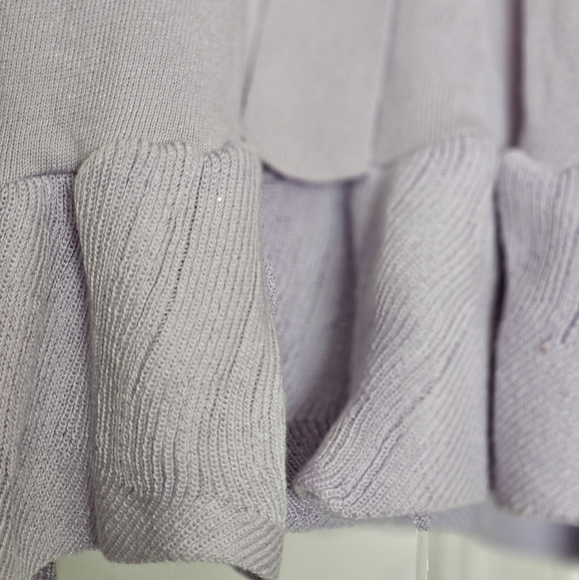 Lilac light purple lavender short sleeves gold tone belt rayon knit dress S - Picture 5 of 12